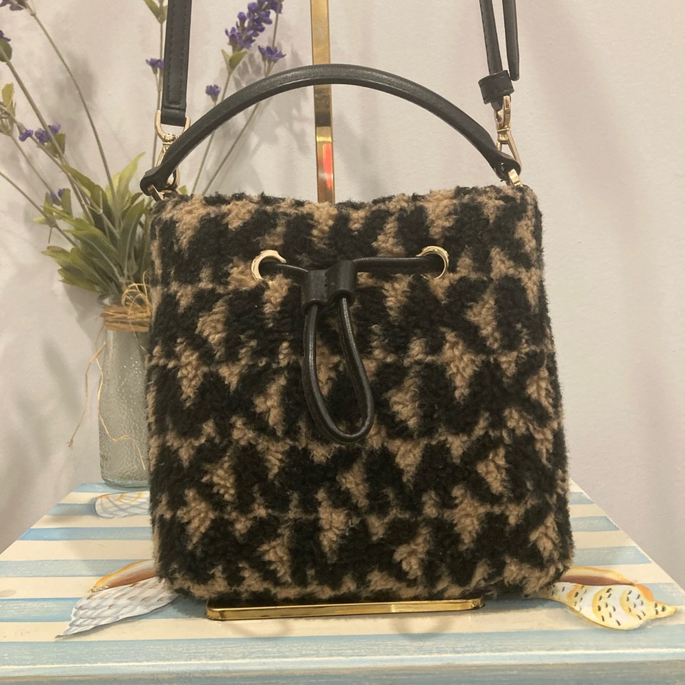 Michael Kors Black and Tan Shearling Suri Bag